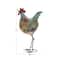 17" Iron Eclectic Rooster Garden Sculpture
